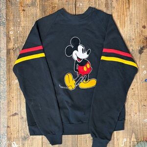 Disney Black Sweatshirt with Mickey Mouse and Red Yellow Accents